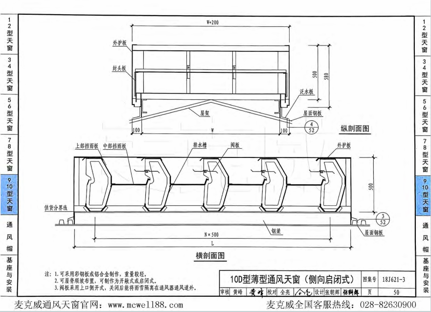 10D型薄型通風(fēng)天窗